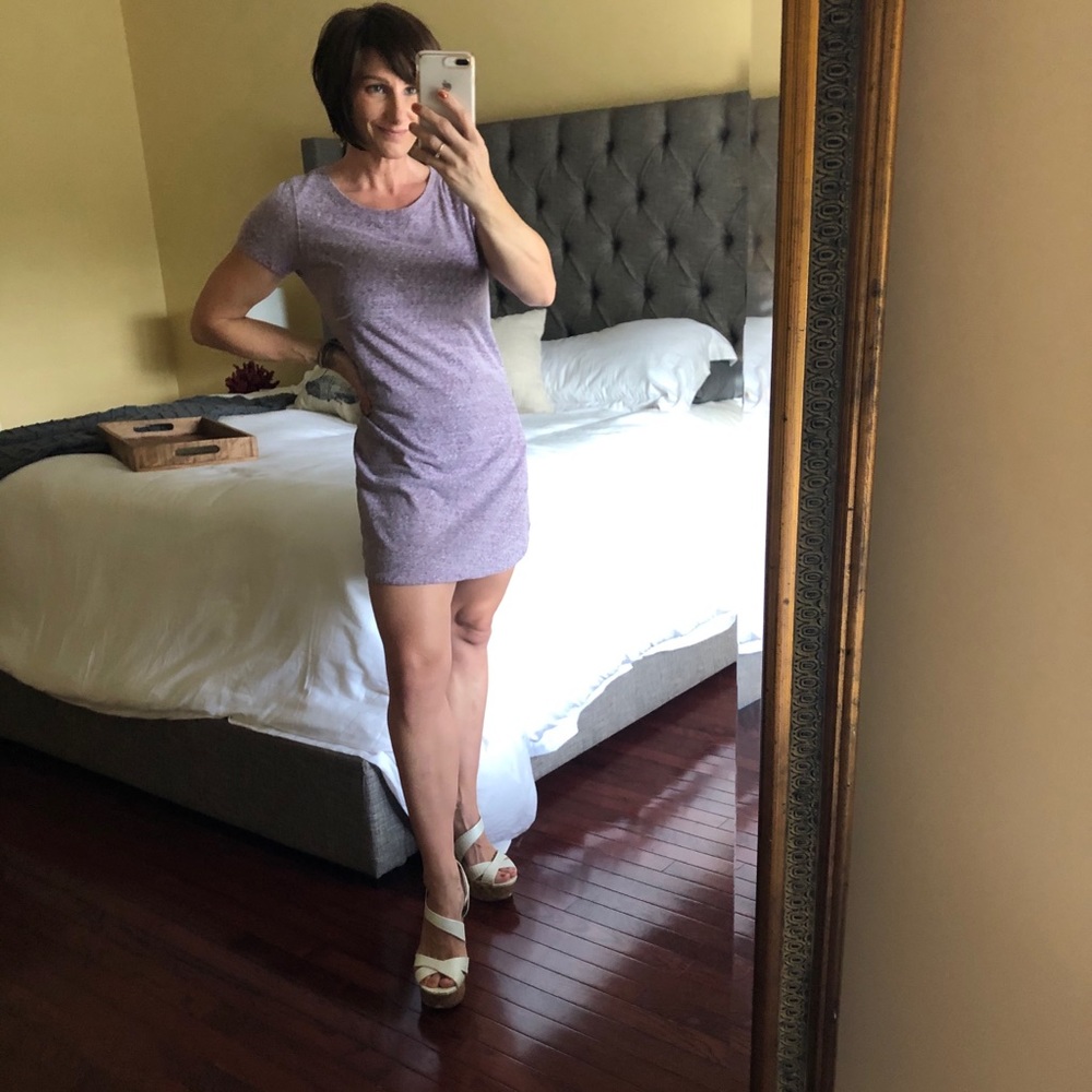 Lavender, heather, cotton, t-shirt dress from GAP
